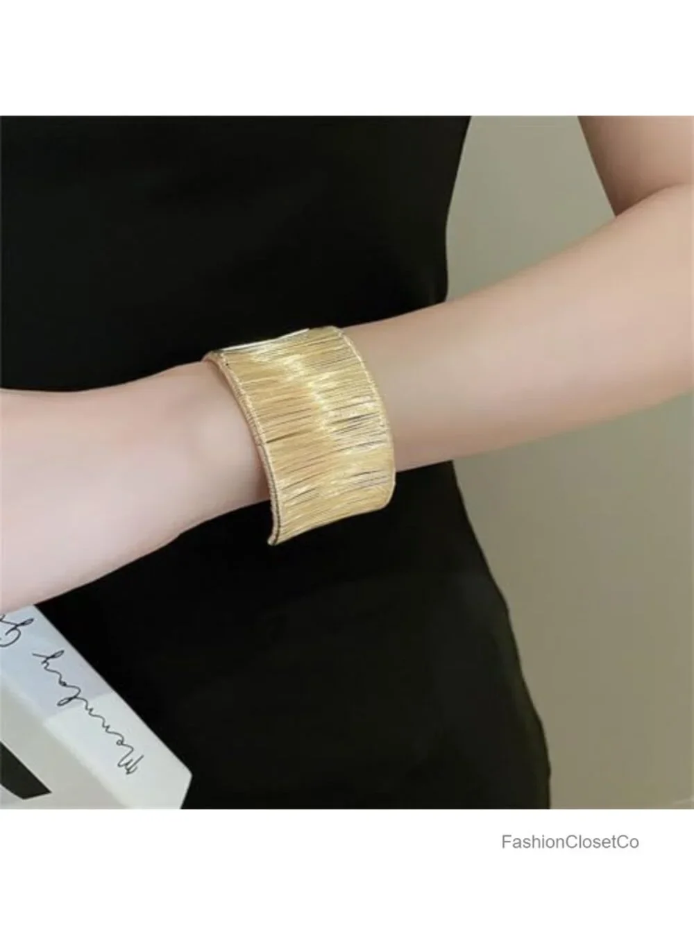 14K Gold Plated Open Cuff Bracelet, Chunky Minimalist Geometric Cuff,